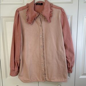 Blue B Pink Ruffled Jean Jacket